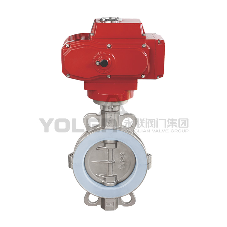 D971-襯氟電動對夾半襯蝶閥